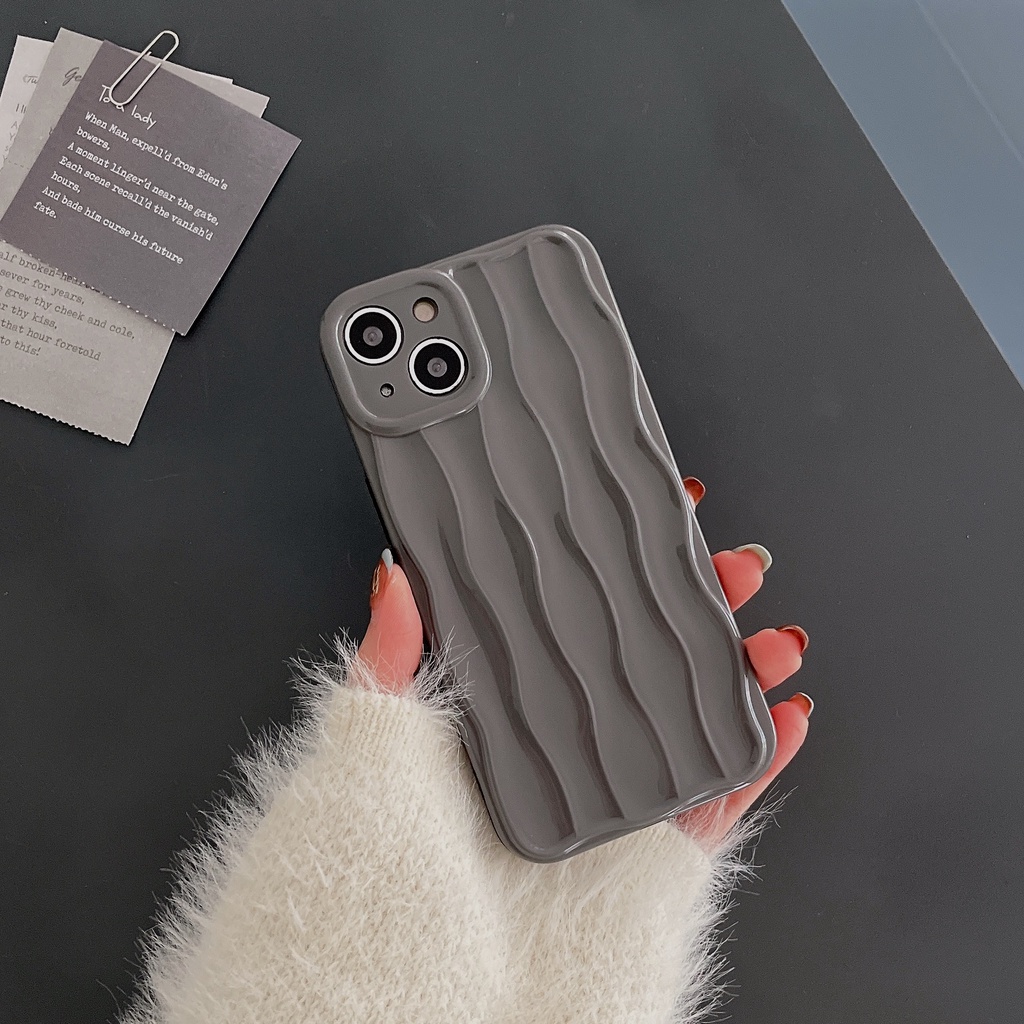Ốp Điện Thoại Màu Xám 3D Thời Trang Chống Sốc Cho iPhone 14 / 13 / 12 / 11