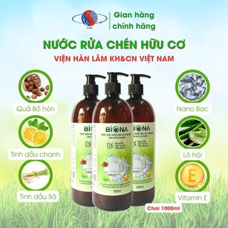 Nước rửa chén bát hữu cơ Bio Nano Vast official Viện Hàn lâm KH&CN Việt Nam, chai 1kg