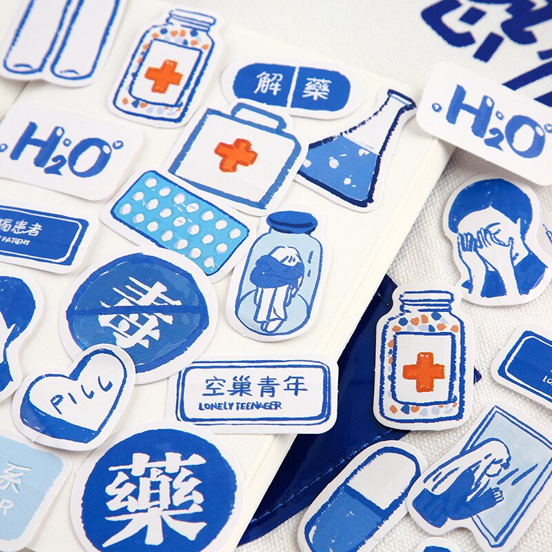 Set 46 Tấm Sticker Dán Trang Trí Điện Thoại Laptop Họa Tiết Hoạt Hình Sáng Tạo