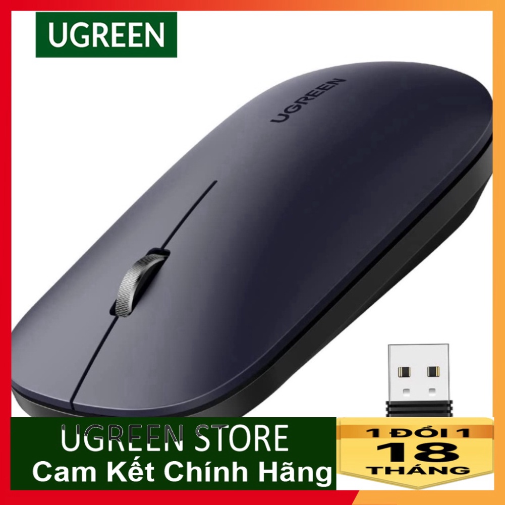 [Tặng lót chuột LOGITECH ] Chuột Silence Ugreen Không Dây 2.4 G UGREEN 90372, có độ nhạy 4000DPI Chính hãng cao cấp