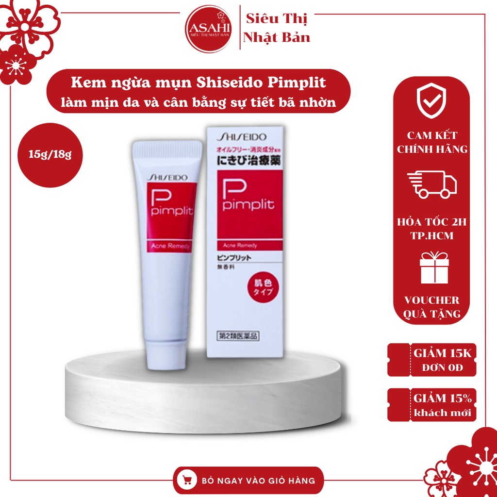 Kem ngừa mụn Shiseido Pimplit 18g Nhật Bản làm mịn da và cân bằng sự tiết bã nhờn - ASAHI MART