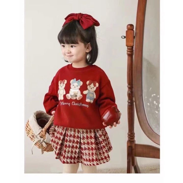 Set áo lót nỉ + váy dạ cực xinh hàng quảng châu cho bé gái