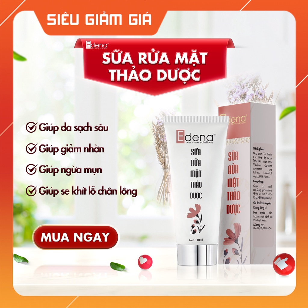 SỮA RỬA MẶT TRẮNG DA THẢO DƯỢC EDENA