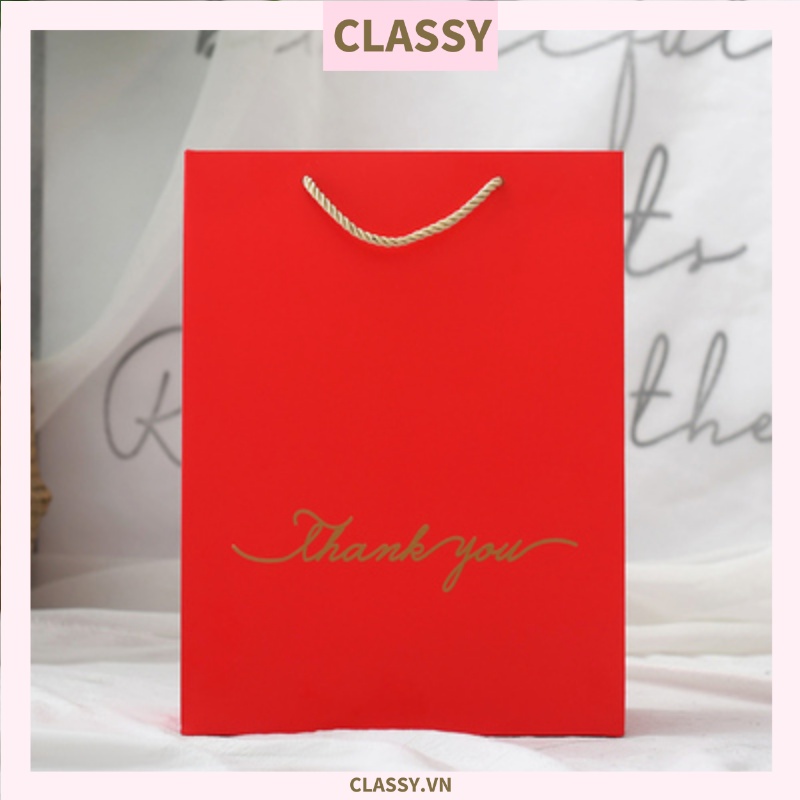 túi giấy Classy đựng quà tặng size lớn 25*12*33cm đơn sắc In chữ Thank you / Best with you sang trọng (Q227)