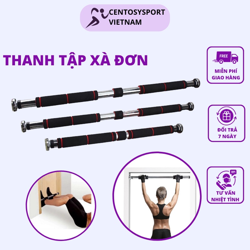 Thanh Tập Xà Đơn Treo Tường Gắn Cửa Centosy Nhiều Cỡ từ 60-130cm Tùy Chỉnh Phù Hợp Tập Gym Tại Nhà Tăng Cơ Bắp