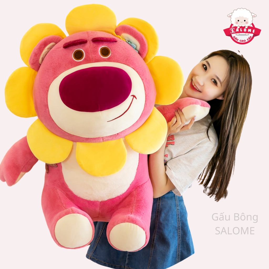 Gấu Dâu Bông Hoa Lotso Hồng Ngồi To Khổng Lồ SALOME tp HCM, Thú Teddy Cao Cấp