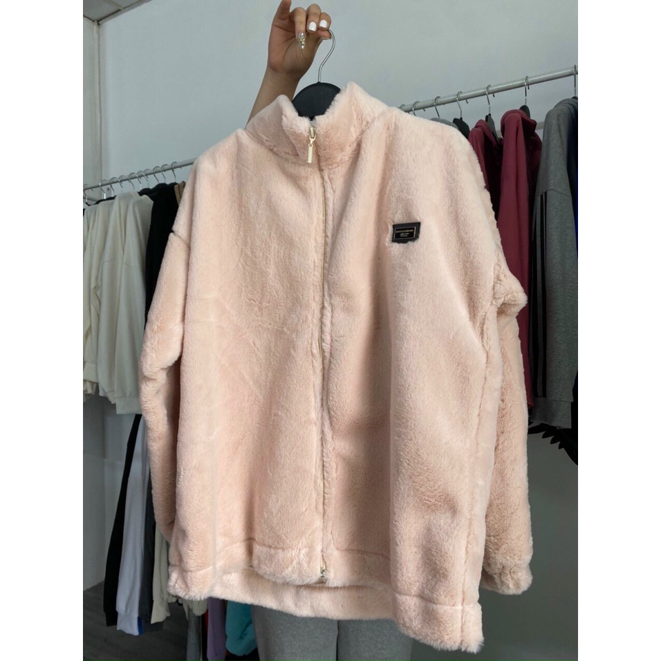 Áo khoác bông dáng rộng - Áo lông kéo khóa màu trời Áo nỉ bông hoodie hot hit 2022 D22