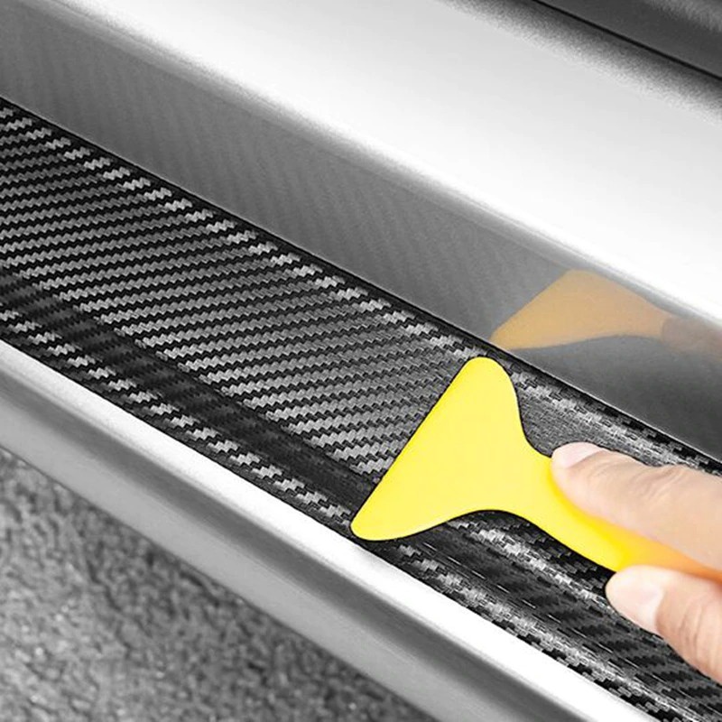 Miếng Dán Nẹp Cửa, Nẹp Cốp Ô Tô Logo Ford Có Vân Carbon Keo Chống Trầy Xước