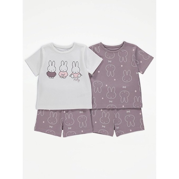 Set gồm 2 bộ cộc tay hoạ tiết thỏ xinh cho bé gái săn sale UK sz 6-9m