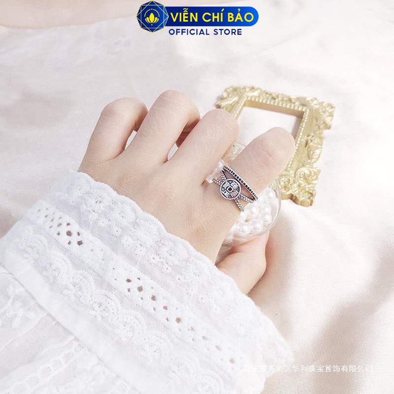 Nhẫn tứ phương lai tài đính đá chất liệu bạc Thái 925 thời trang phụ kiện trang sức nữ Viễn Chí Bảo N000639