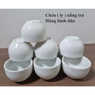 Combo chén uống trà trắng, ly trà không quai, , hàng bình dân, miệng 6cm, cao 4cm, dung tích 55ml