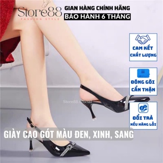 Giày cao gót da bóng, cao 5cm, màu đen, xinh, sang BA20 Store88.official
