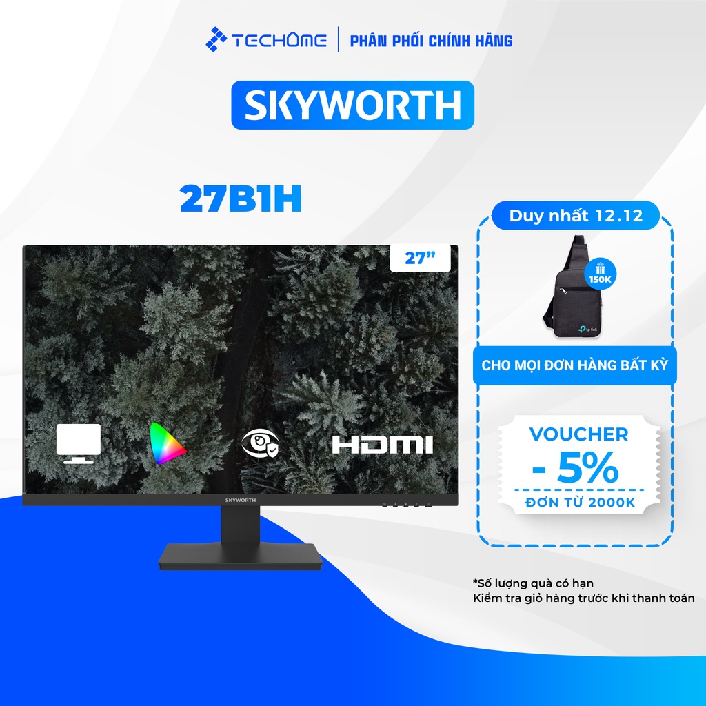 Màn hình máy tính SKYWORTH 27" IPS Full HD 75Hz VESA sRGB 99% Tích hợp loa 27B1H