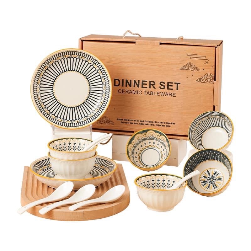 Set Bát, Đĩa Sứ Cao Cấp Có Hộp Làm Quà Tặng Sang Trọng