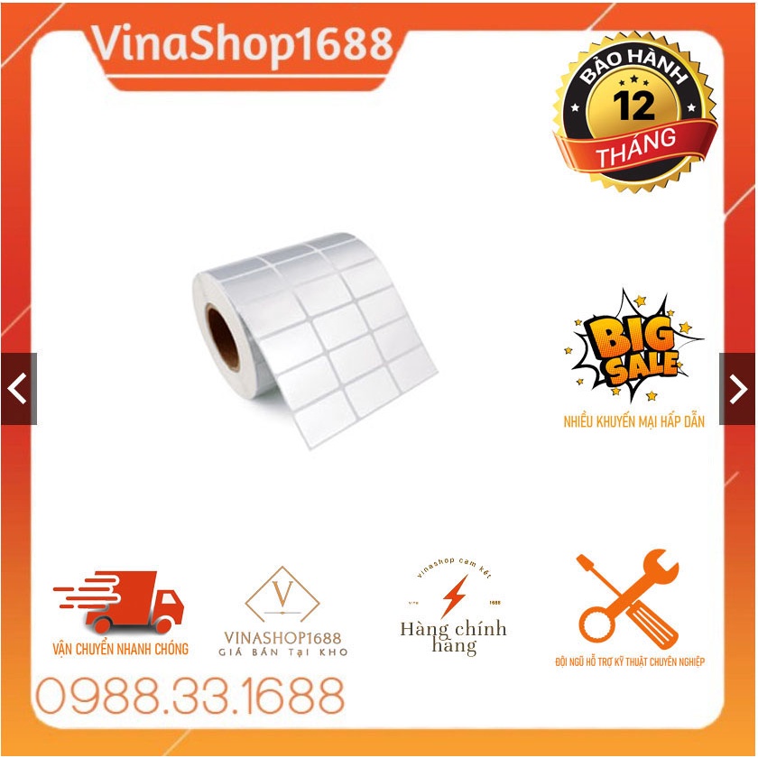 Decal xi bạc 35x22 mm, cuộn 50m, 3 tem/hàng