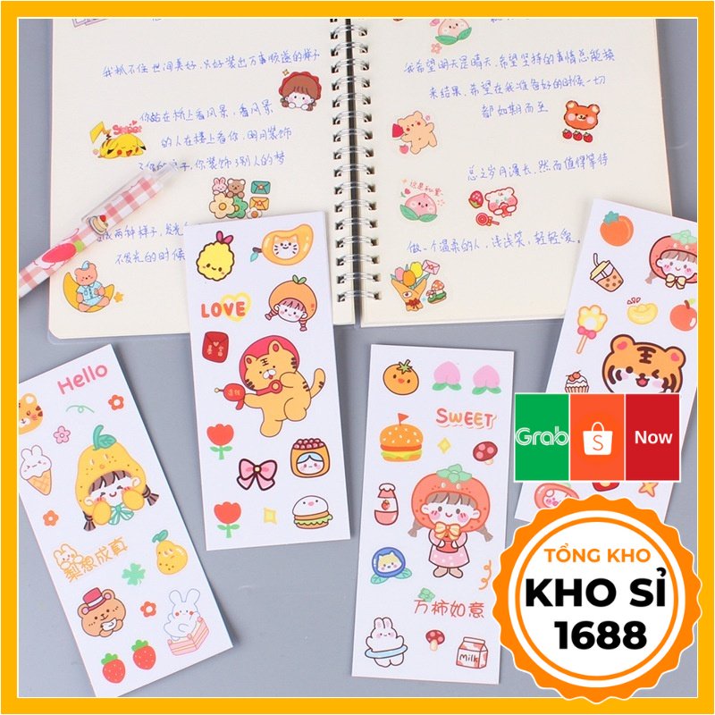 Miếng dán chống thấm nước họa tiết hoạt hình sáng tạo trang trí sổ trang trí đồ vật E1015