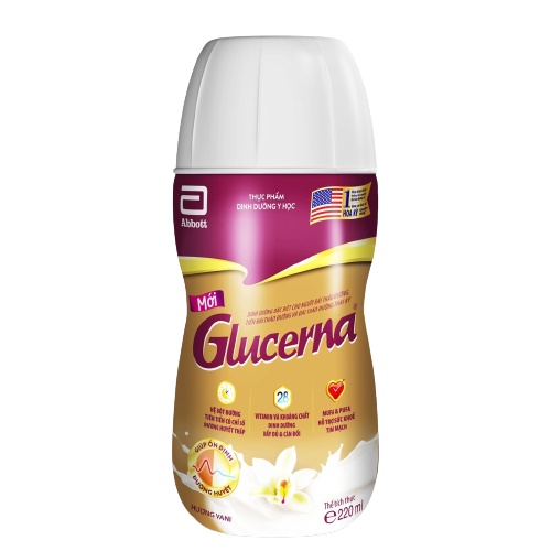 Sữa nước Glucerna Hương Vani Chai 220ml dành cho người tiểu đường - Hàng chính hãng, date mới nhất
