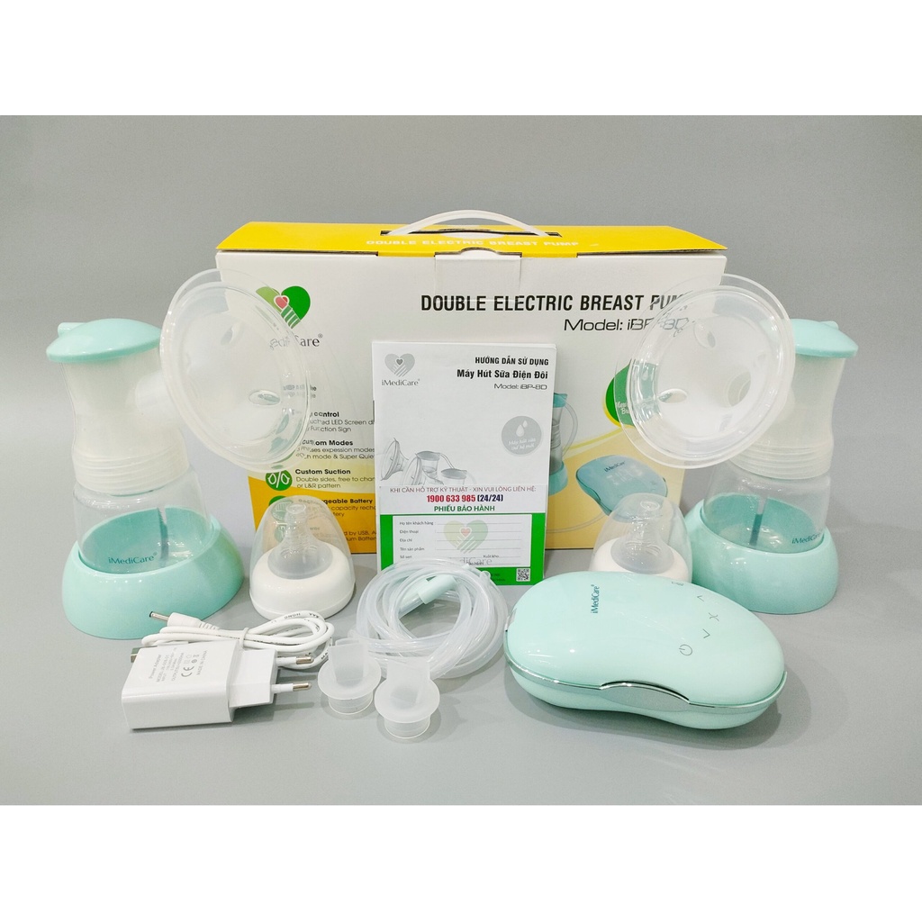 Máy hút sữa điện đôi Imedicare IBP-8D Màn hình LED cảm ứng chống nước 3 chế độ massage - Bảo hành chính hãng 24 hãng