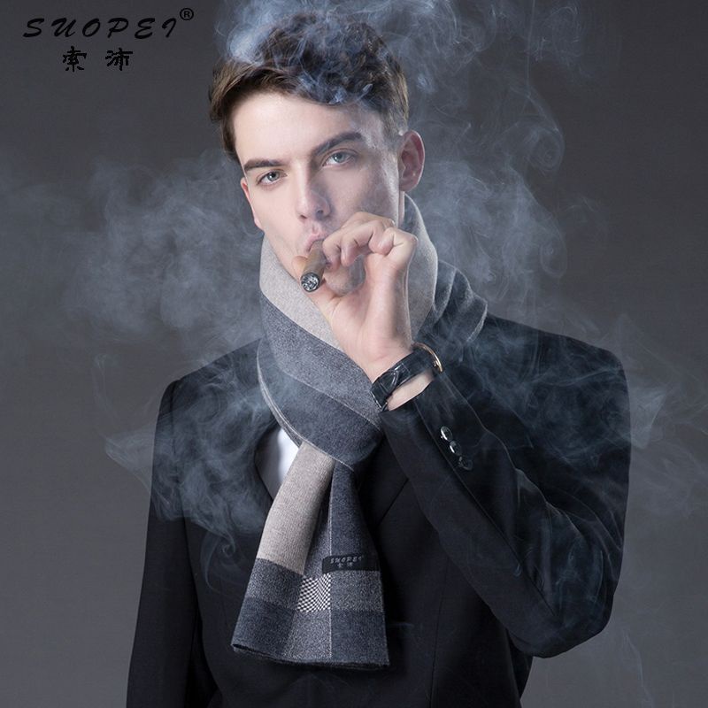 Khăn Choàng Len Cashmere Cao Cấp Dày Dặn Ấm Áp Thời Trang Mùa Đông Phong Cách Hàn Quốc Cho Nam