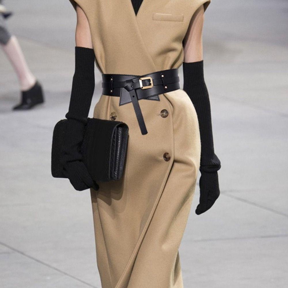 Thắt Lưng Da Bản Rộng Thắt Nút Kiểu Cổ Điển Sang Trọng Dùng Mặc Đầm / Áo Khoác