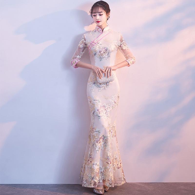Sườn Xám Đuôi Cá 7s V Cao Cấp Phong Cách Trung Hoa Cho Nữ