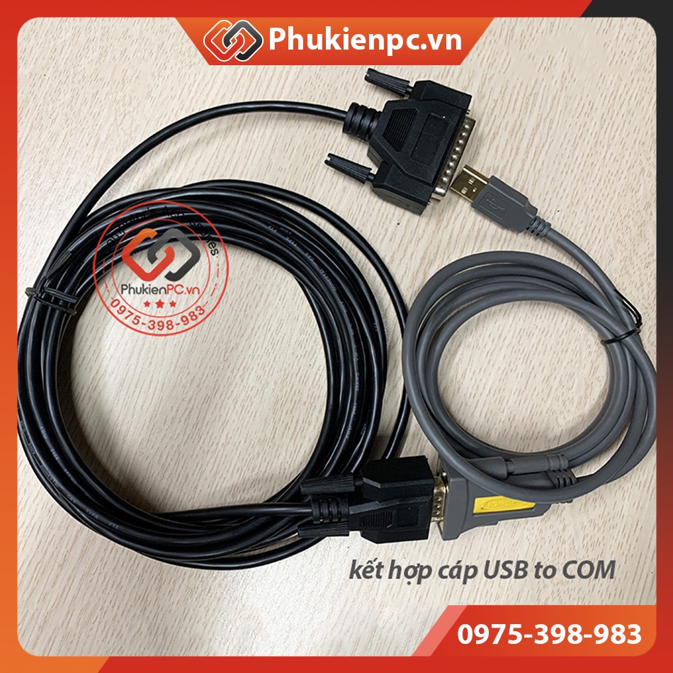 Cáp CNC 3M DB9 cái sang DB25 đực cho máy CNC công nghiệp. Cáp chuyển đổi cổng COM DB9 Female to DB25 Male, dài 3 mét