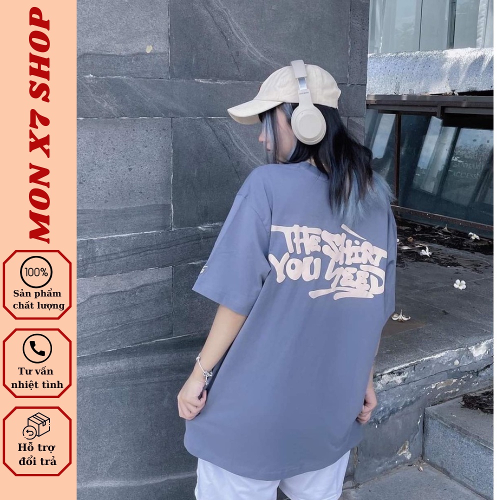 Áo Thun Tay Lỡ Form Rộng , Áo Phông Nam Nữ Oversize T shirt Màu Xanh- Mon X7 Shop