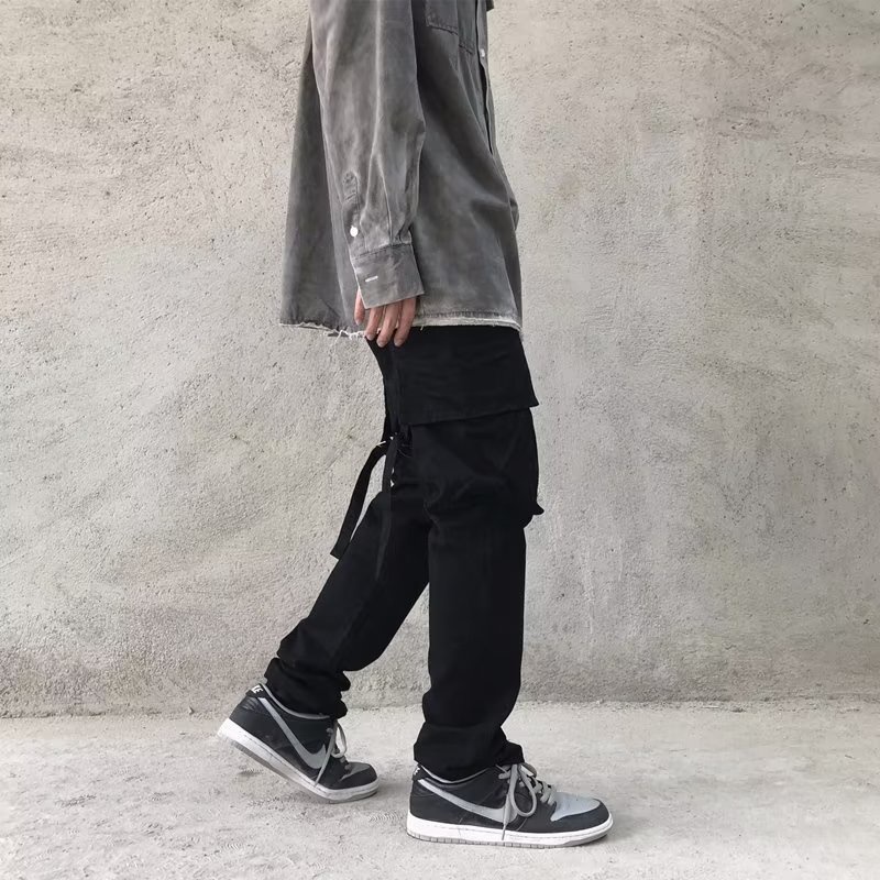 Quần Dài Phối Nhiều Túi Phong Cách hip hop Đường Phố Hàn Quốc Cá Tính Cho Nam