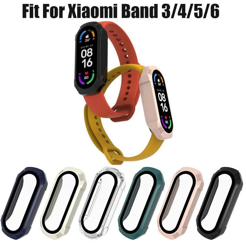 Ốp PC + Kính Cho Xiaomi Mi Band 6 5 4 Ốp Lưng Full Cover Bảo Vệ Màn Hình Cho Xiaomi Mi Band6 Band5/4