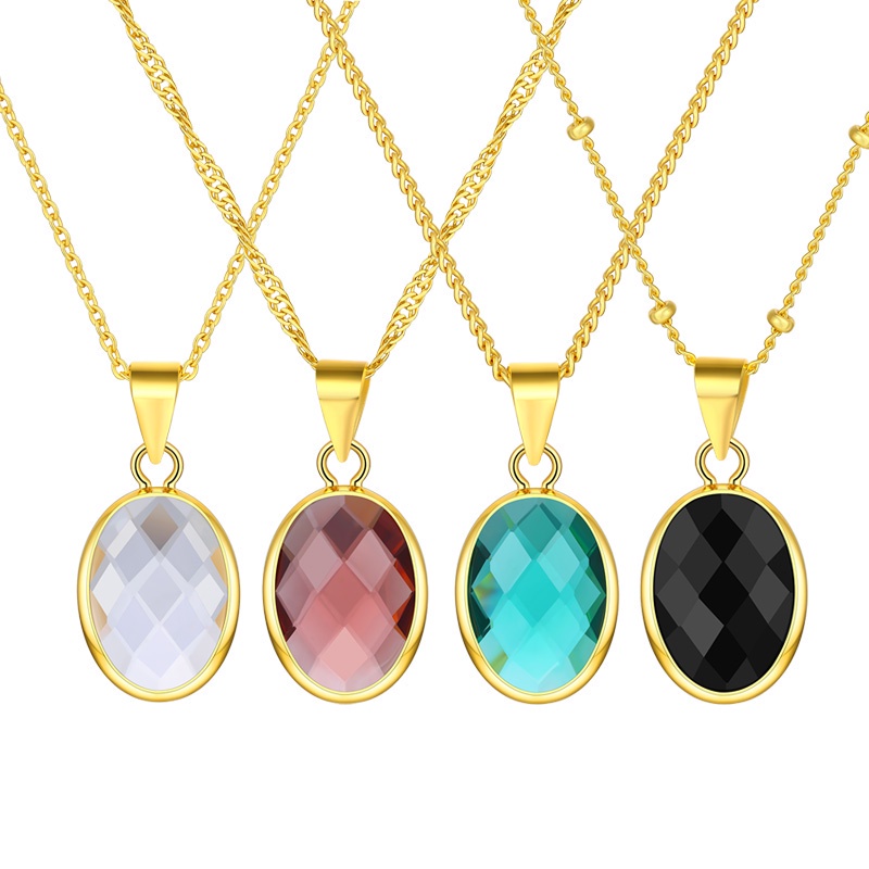 [Stock] 18K vàng Zirconia mặt dây chuyền vàng vòng cổ 925 Sterling bạc chuỗi trang trí