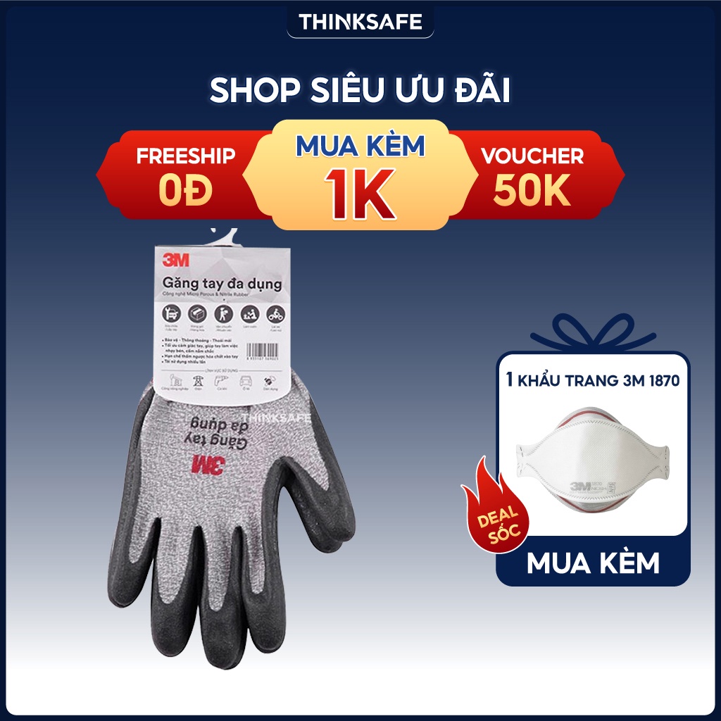Găng tay đa năng 3M đa dụng, bao tay chuyên dùng thao tác cơ khí, ôm tay thoáng, thật tay, công nghiệp cơ khí