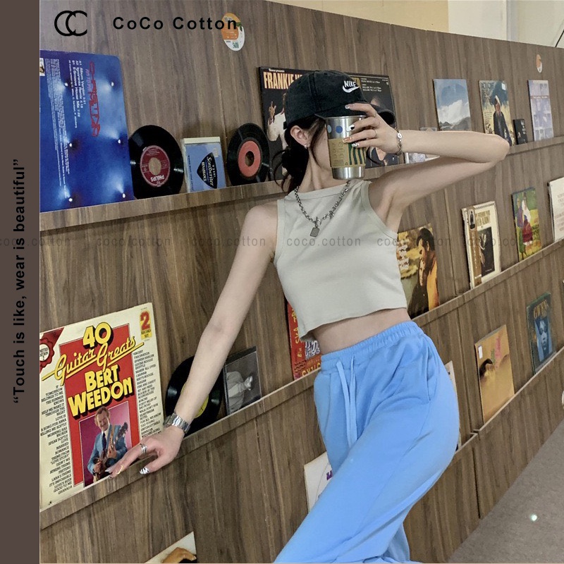Áo ba lỗ croptop nữ COCOCOTTON cao cấp CC09