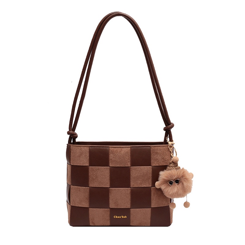 Túi Đeo Vai Bằng Vải Dệt Có Móc Khóa Dễ Thương Dành Cho Bạn Nữ