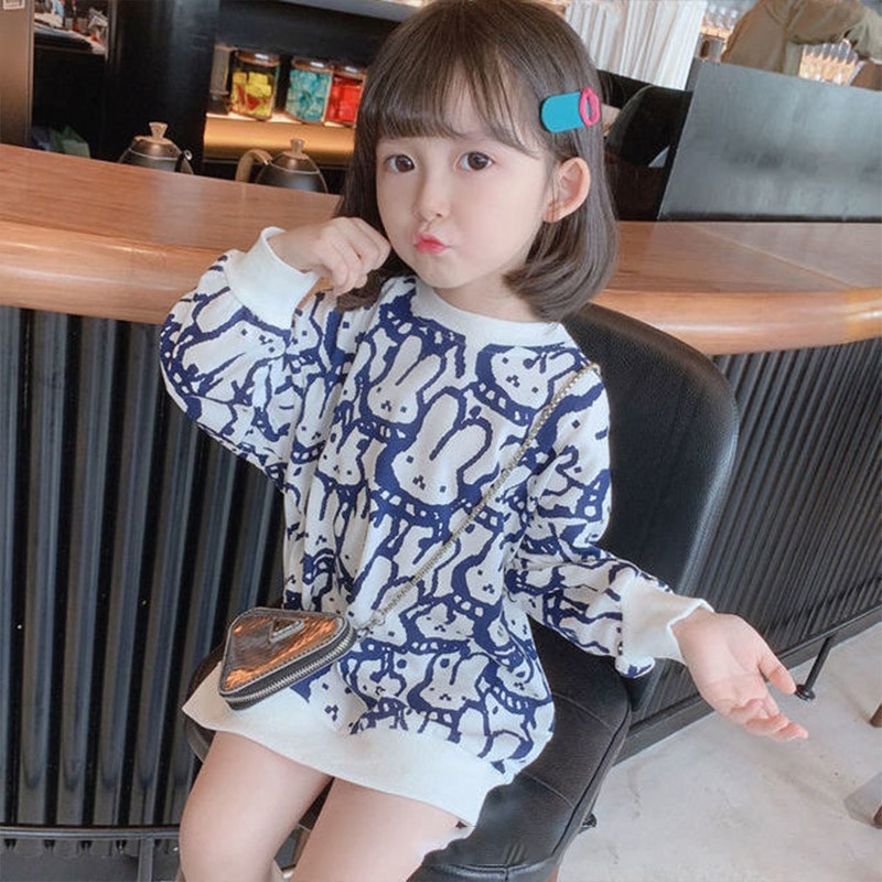 Planet Đầm Sweater Dáng Dài Phong Cách Hàn Quốc Thời Trang Xinh Xắn Cho Bé Gái