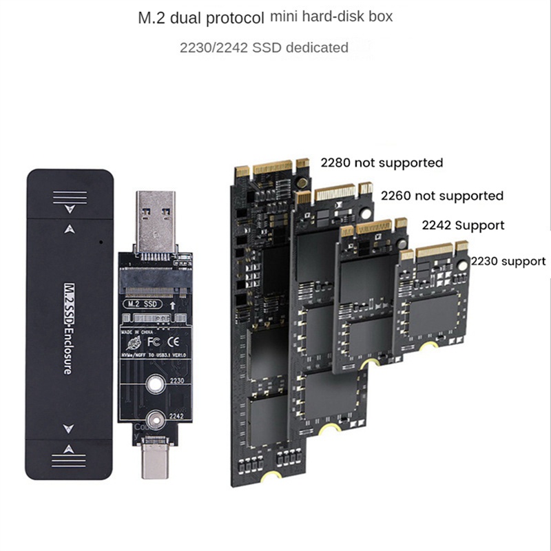 Hộp Đựng Ổ Cứng Ngoài M.2 SSD USB 3.1 Type C Cho Windows / Linux 2230 2242