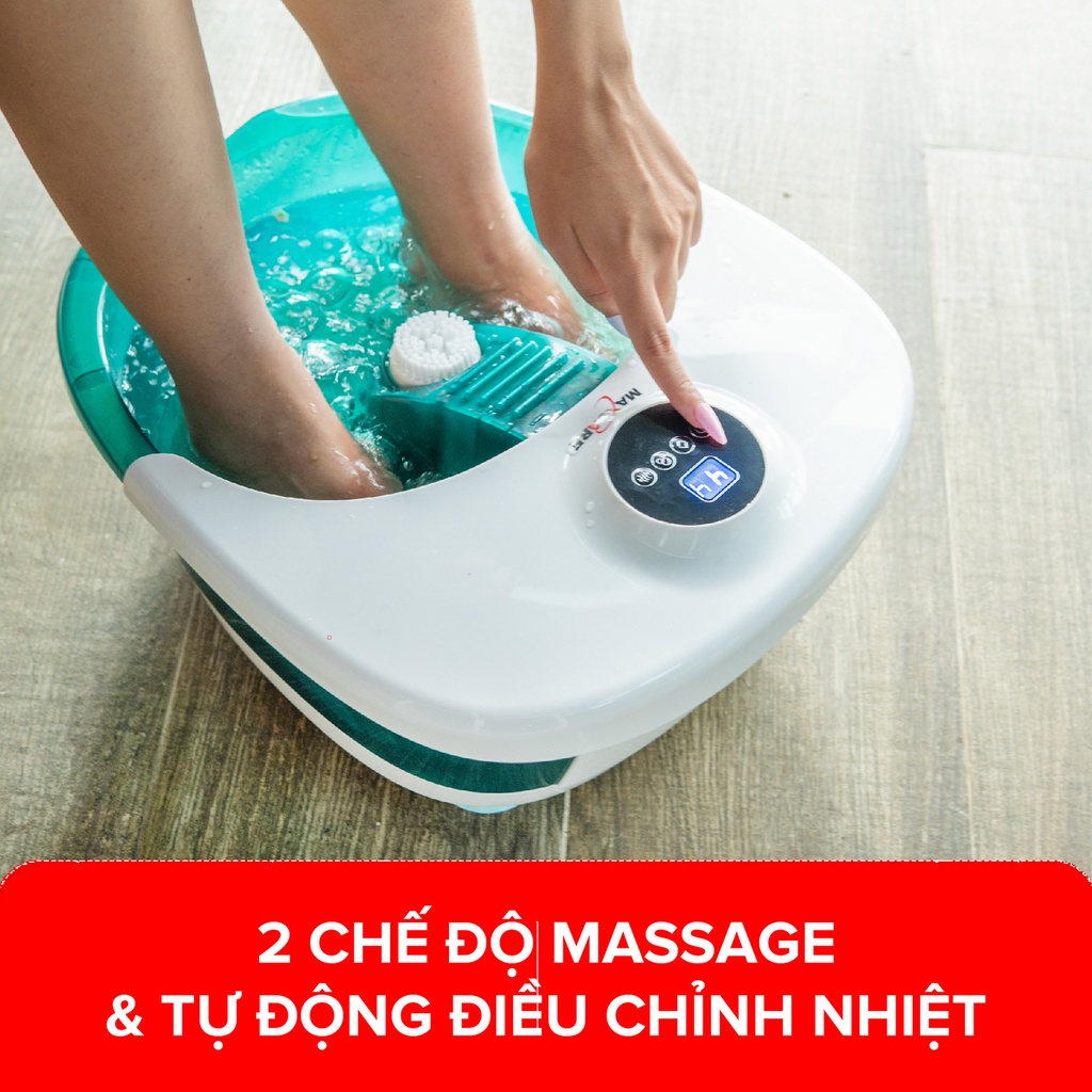 Bồn ngâm massage chân cao cấp điều chỉnh nhiệt độ Maxcare Max642Pro chống giật, đun nóng và giữ ấm nước từ 35-45 độ C