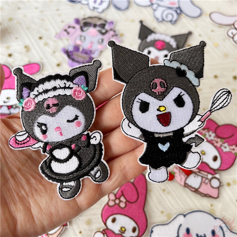 ✿ Miếng Dán Tự Dính Họa Tiết Hoạt Hình Kuromi / Melody / Cinnamoroll ✿ 1 Miếng Dán Ủi Lên Quần Áo, Túi Xách Thêu Hoạ Tiết Ngọt Ngào