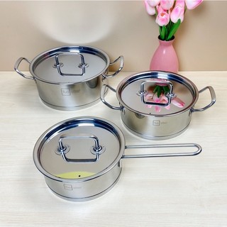 Bộ 3 Nồi Quánh Fivestar 3 đáy inox 430 bếp từ nắp inox