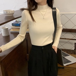 Áo len tăm cổ 3p tay dài dán body basic