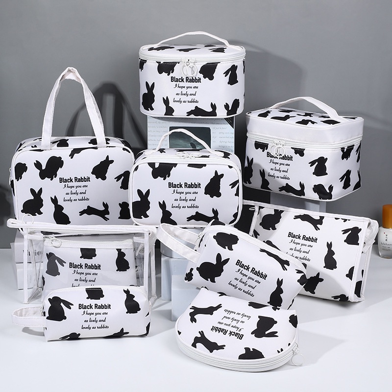 Túi Đựng Mỹ Phẩm Chống Thấm Nước Màu Trắng Đen Thời Trang