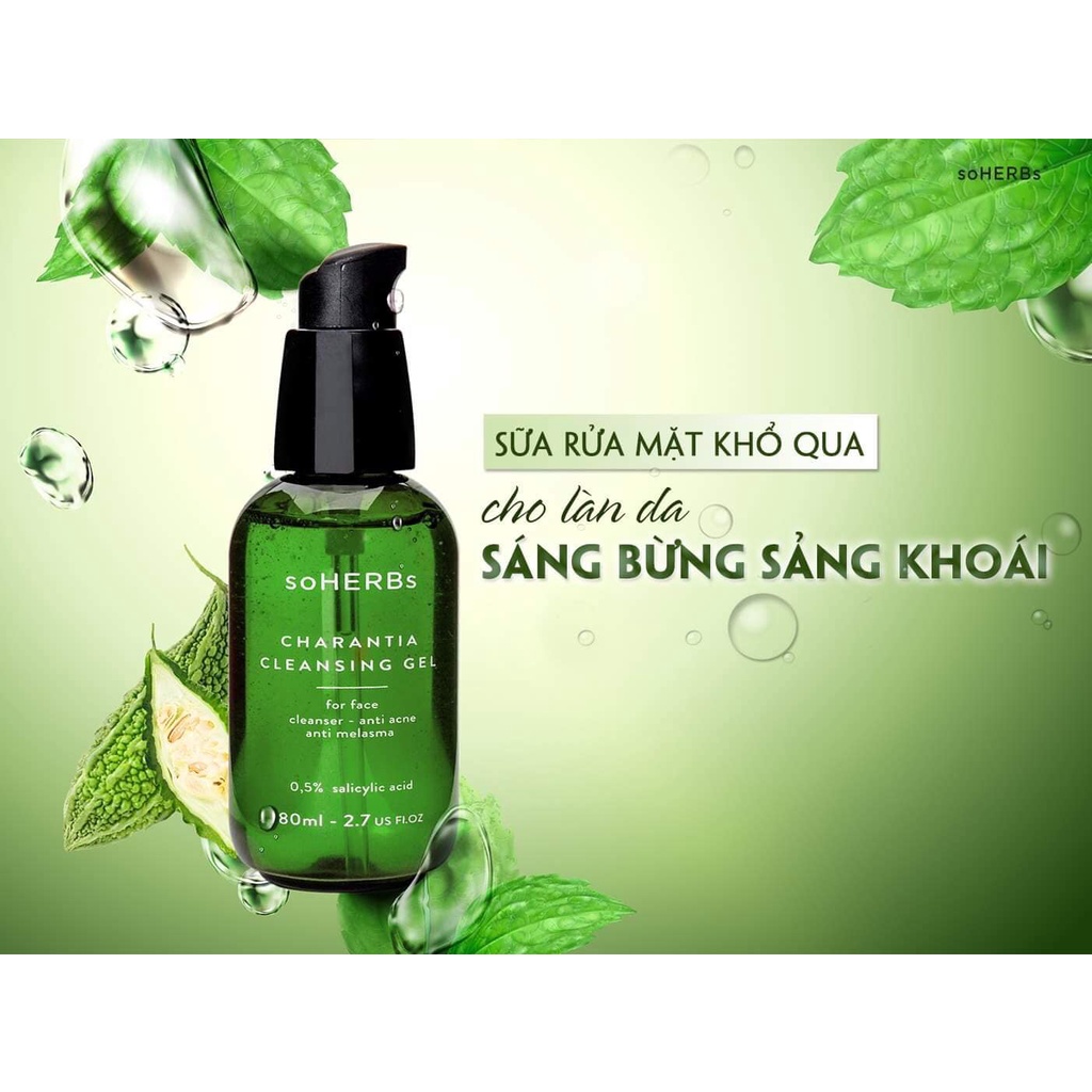 Sửa Rửa Mặt Khổ Qua SOHERBS - Charantia Cleansing Gel Dịu Nhẹ Lành Tính 80ml