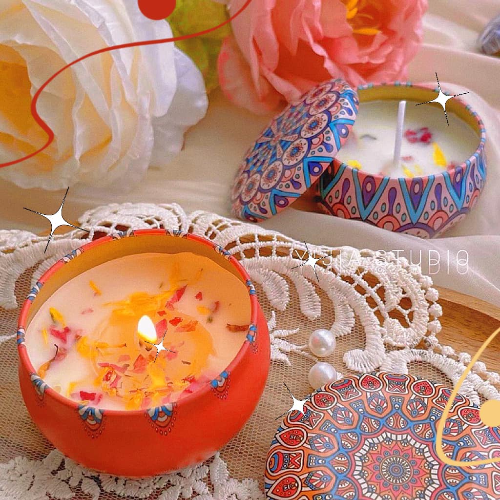 Nến thơm sáp đậu nành hoa khô, hoa bất tử hương thơm lâu dài tinh dầu thực vật