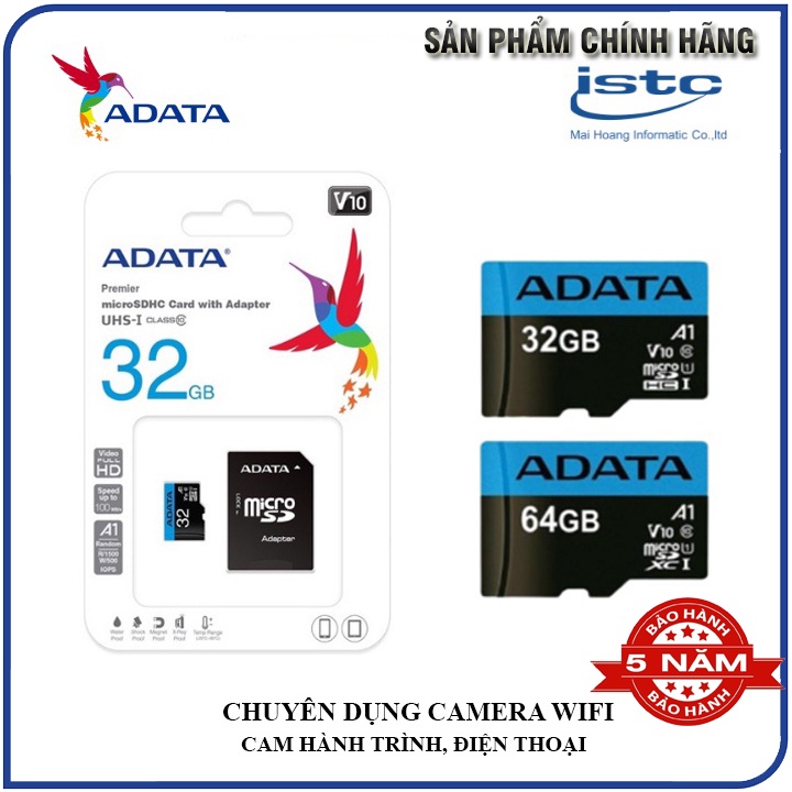 Thẻ nhớ Micro SDHC ADATA, YOOSEE 32G | 64GB| 128GB, Class 10 Cao cấp - Chuyên dụng cho Camera Wifi, Camera hành trình