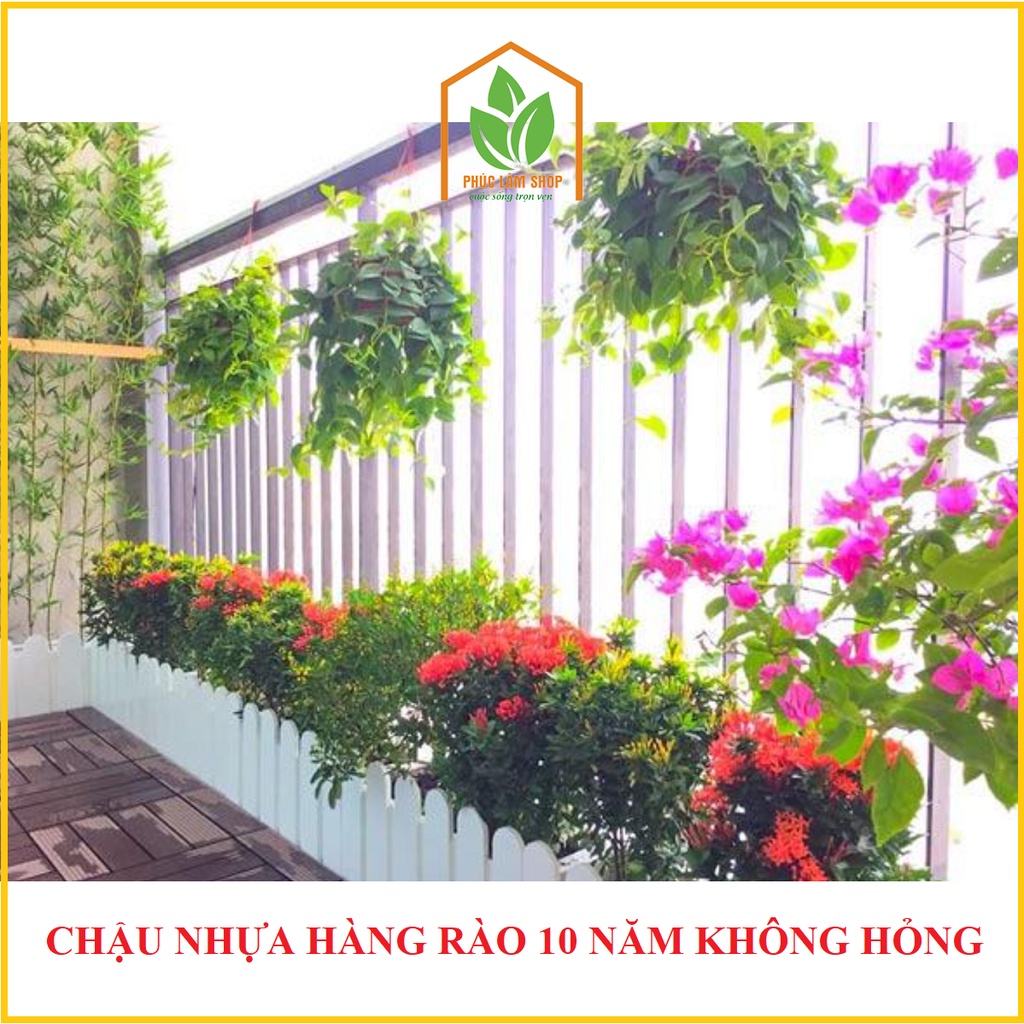 Chậu nhựa hàng rào size to 45x20x15cm, loại dày xịn bóng đẹp, chậu nhựa Composite trồng hoa