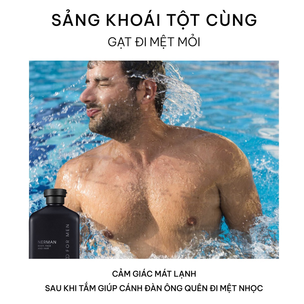 Sữa tắm gội hương nước hoa cao cấp Gentleman 3 in 1 NERMAN 350ml, mùi hương thơm dịu lưu hương lâu