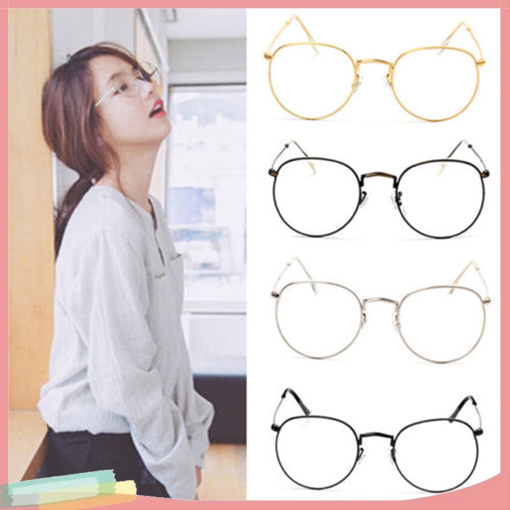 Mắt kính gọng kim loại tròn phong cách Vintage thời trang cho nữ