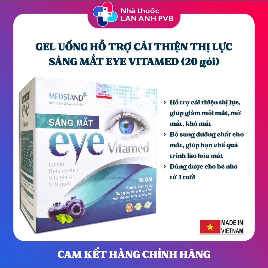SÁNG MẮT EYE VITAMED (20 gói) - Gel uống hỗ trợ cải thiện thị lực.