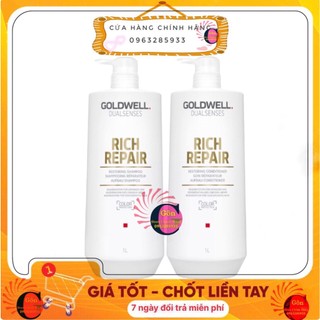[ Goldwell-Chính Hãng ]Cặp Dầu Gội Xả Phục Hồi Tóc Hư Tổn Goldwell Rich Repair 1000mlx 2