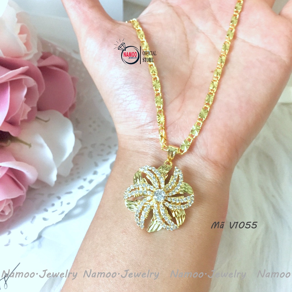 Dây CHuyền Mạ Vàng Nữ V1055 Hoa Sao Xoáy (Nhiều loại Dây)