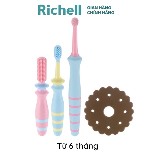 Bộ bàn chải đánh răng trẻ em 3 bước TLI Richell Nhật Bản từ 6 tháng | Baby